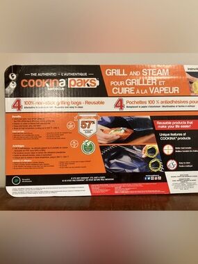 Grill & Steam Reusable Non-Stick Bags - Black and Orange (4 Pack)